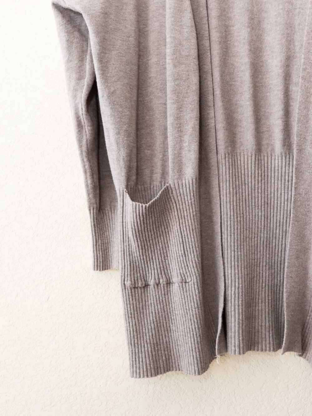 Altar'd State Cardigan M/L Taupe Beige Open Front Long Soft Knit Pockets - Picture 7 of 14